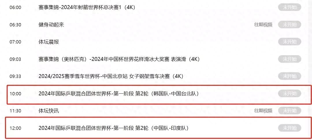 12月2日乒乓球世界杯转播调整：中国队比赛时间及央视转播变化详解