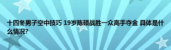 19岁陈硕十四冬男子空中技巧夺金，战胜贾宗洋等高手创佳绩